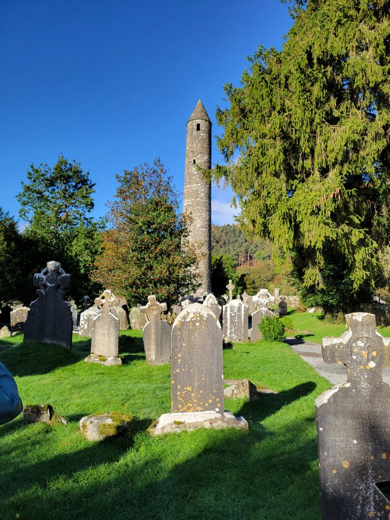 photo of the graveyard at the monastic site in Glendalough, Ireland.